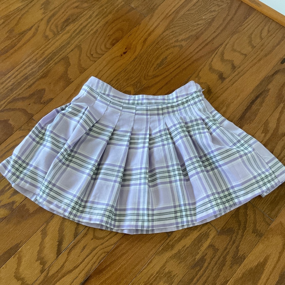 Forever 21  size medium purple white and black plaid skirt